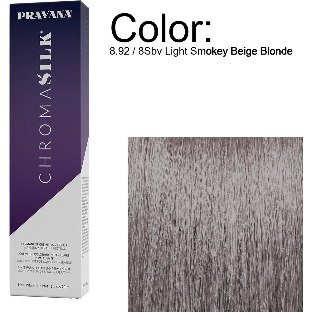 PRAVANA ChromaSilk Permanent Creme Hair Color - 8.92 / 8Sbv Light Smokey Beige Blonde / 3 oz.