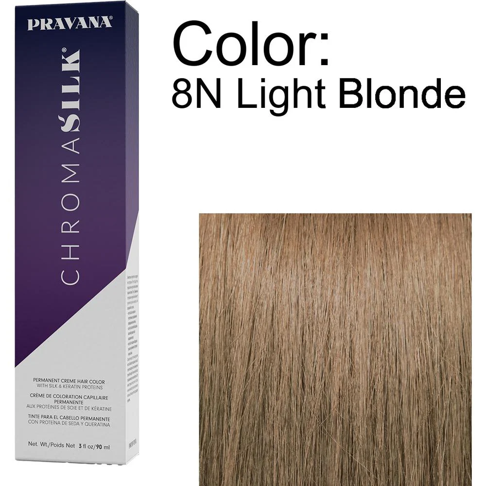 PRAVANA ChromaSilk Permanent Creme Hair Color - 8N Light Blonde / 3 oz.