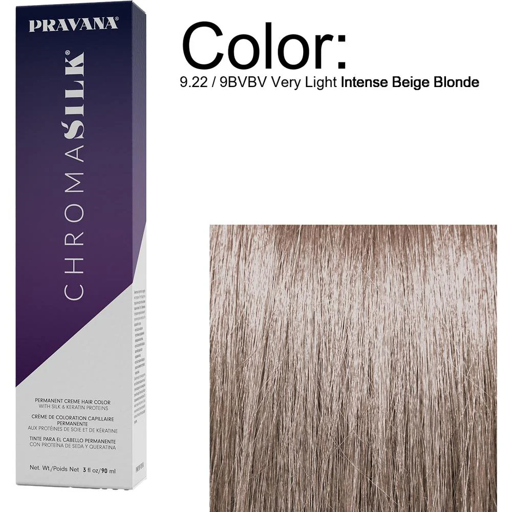 PRAVANA ChromaSilk Permanent Creme Hair Color - 9.22 / 9BVBV Very Light Intense Beige Blonde / 3 oz.