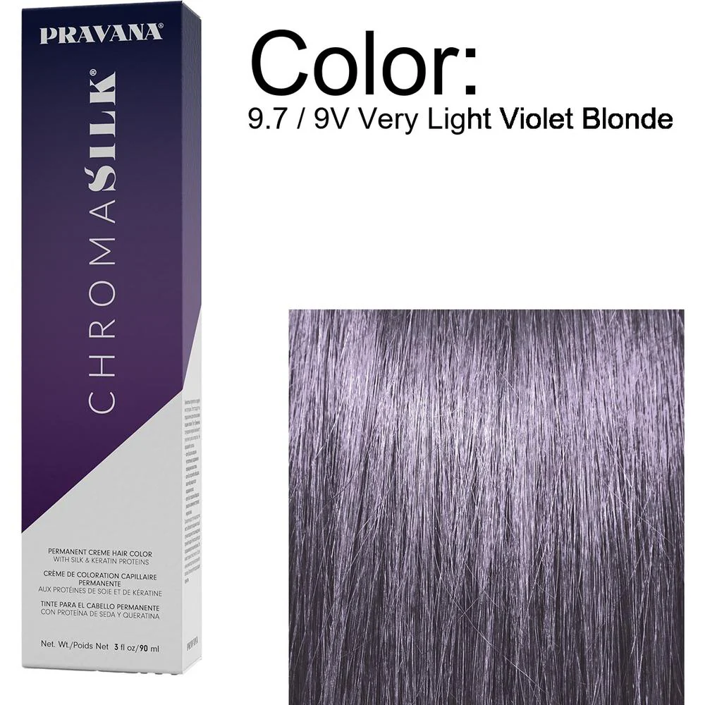 PRAVANA ChromaSilk Permanent Creme Hair Color - 9.7 / 9V Very Light Violet Blonde / 3 oz.