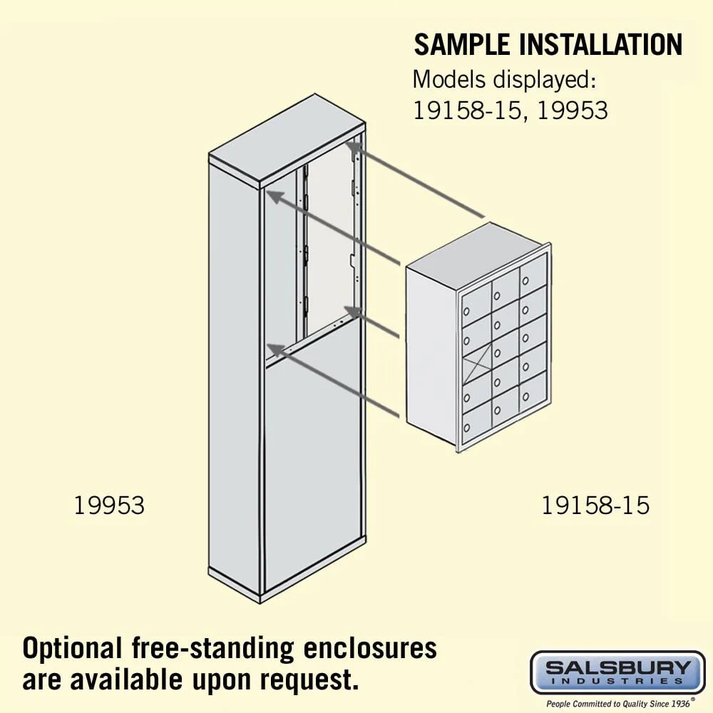 Recessed Mounted Cell Phone Storage Locker with 15 A Doors (14 usable) in Aluminum - Keyed Locks by Salsbury - Image 6