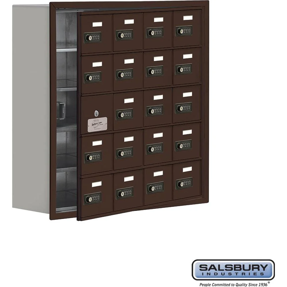 Recessed Mounted Cell Phone Storage Locker with 20 A Doors (19 usable) in Aluminum - Keyed Locks by Salsbury - Image 9