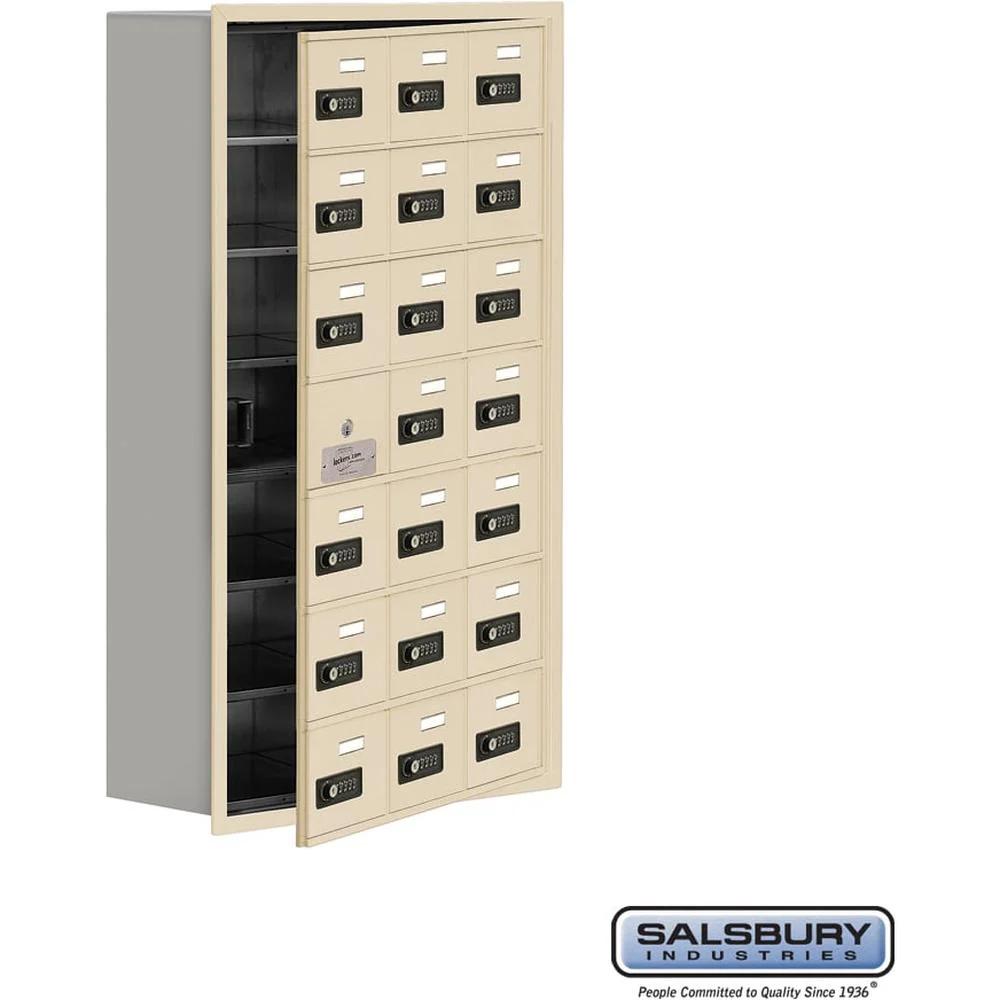 Recessed Mounted Cell Phone Storage Locker with 21 A Doors (20 usable) in Aluminum - Keyed Locks by Salsbury - Image 11