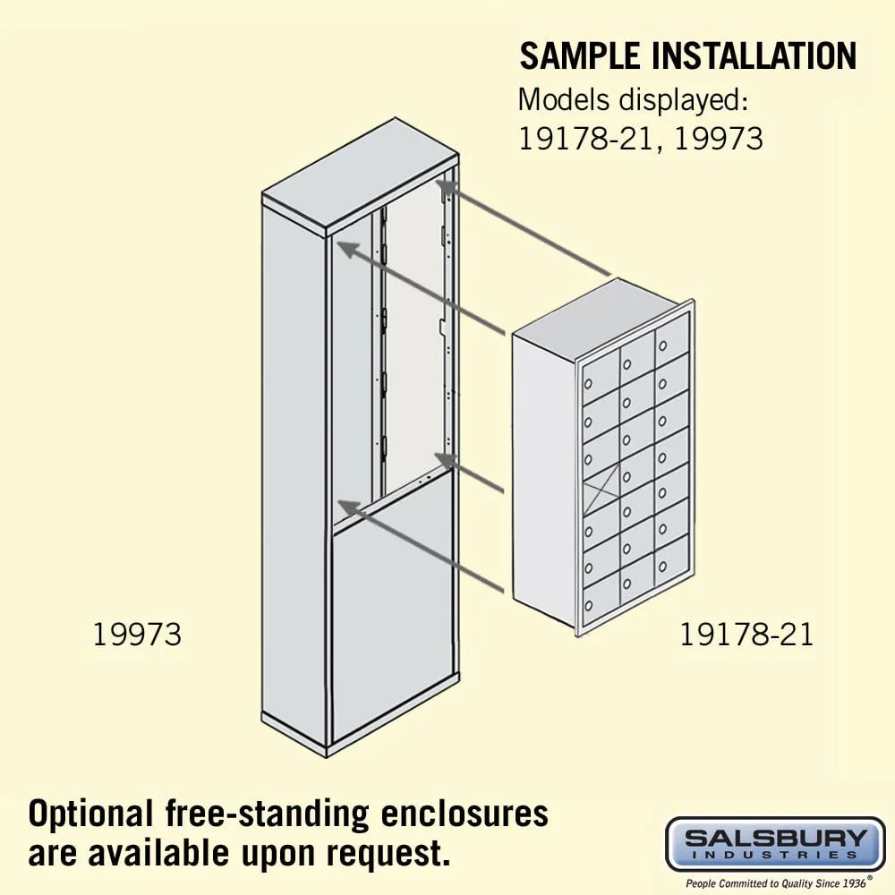 Recessed Mounted Cell Phone Storage Locker with 21 A Doors (20 usable) in Aluminum - Keyed Locks by Salsbury - Image 6