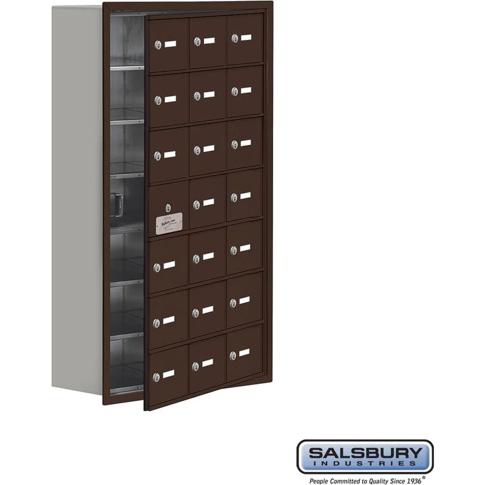 Recessed Mounted Cell Phone Storage Locker with 21 A Doors (20 usable) in Aluminum - Keyed Locks by Salsbury - Image 8