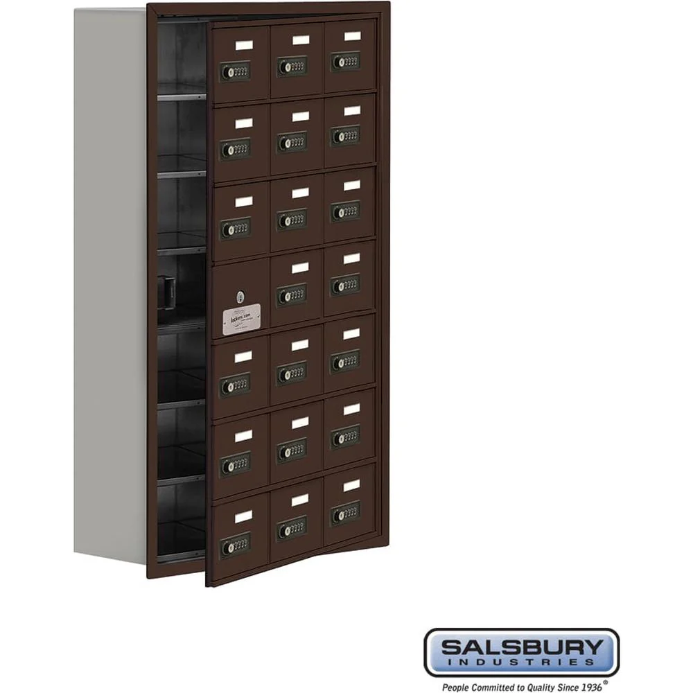 Recessed Mounted Cell Phone Storage Locker with 21 A Doors (20 usable) in Aluminum - Keyed Locks by Salsbury - Image 9