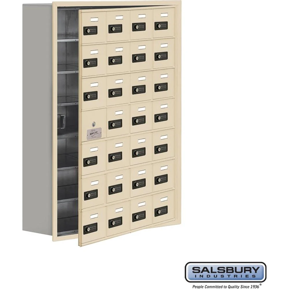 Recessed Mounted Cell Phone Storage Locker with 28 A Doors (27 usable) in Aluminum - Keyed Locks by Salsbury - Image 10