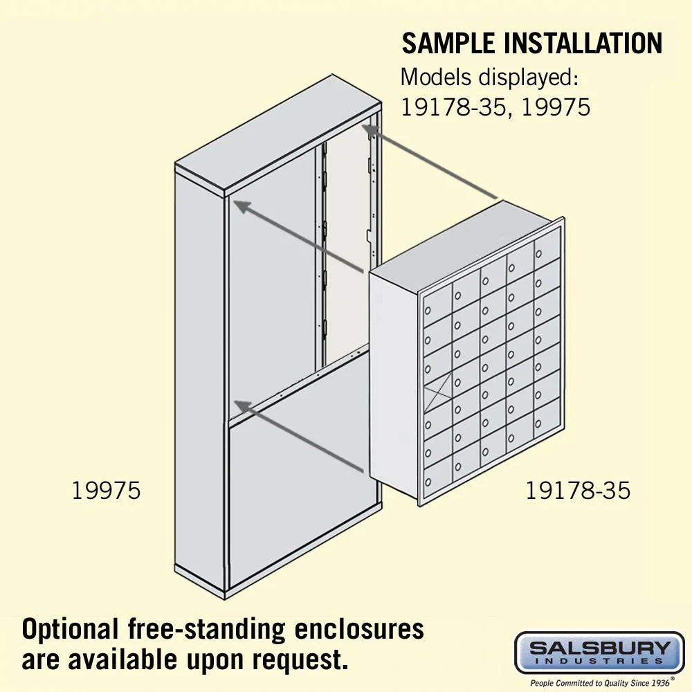 Recessed Mounted Cell Phone Storage Locker with 35 A Doors (34 usable) in Aluminum - Keyed Locks by Salsbury - Image 6