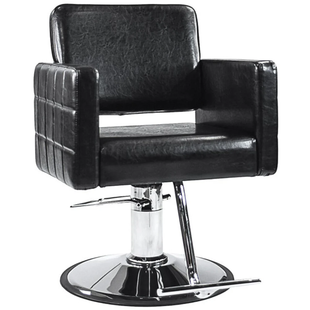 Romina Premium Square Styling Chair / Black with Chrome Base by HANS Equipment - Image 2