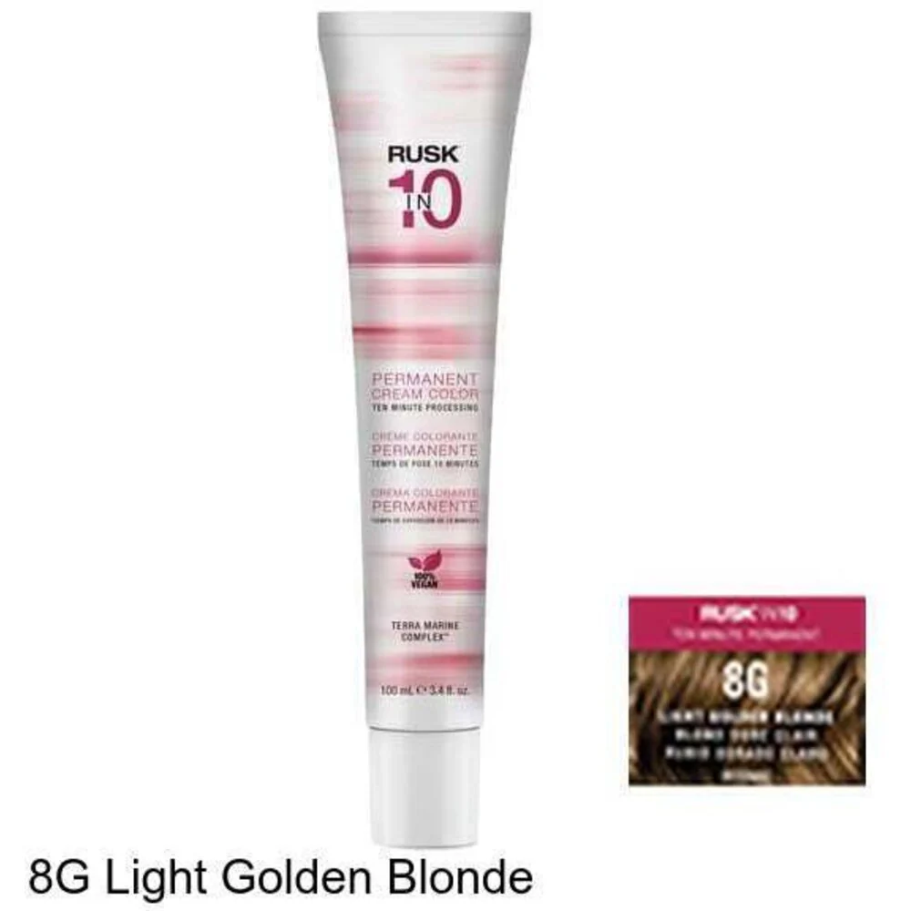 Rusk In 10 Permanent Cream Color - 8G Light Golden Blonde / 3.4 oz.