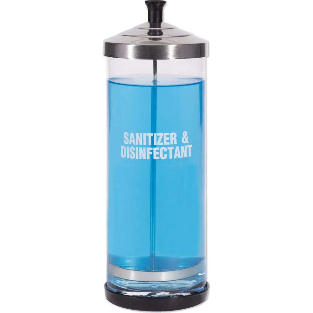 Scalpmaster - Glass Sanitizing Jar - Strong, Durable, Clear Glass Jar Has a Non-Slip Rubber Base - 39 oz. - 9-3/4"H x 3-1/2"D - Image 3