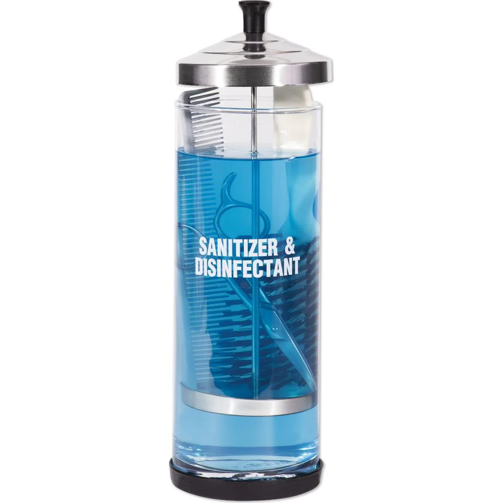 Scalpmaster - Glass Sanitizing Jar - Strong, Durable, Clear Glass Jar Has a Non-Slip Rubber Base - 39 oz. - 9-3/4"H x 3-1/2"D - Image 4