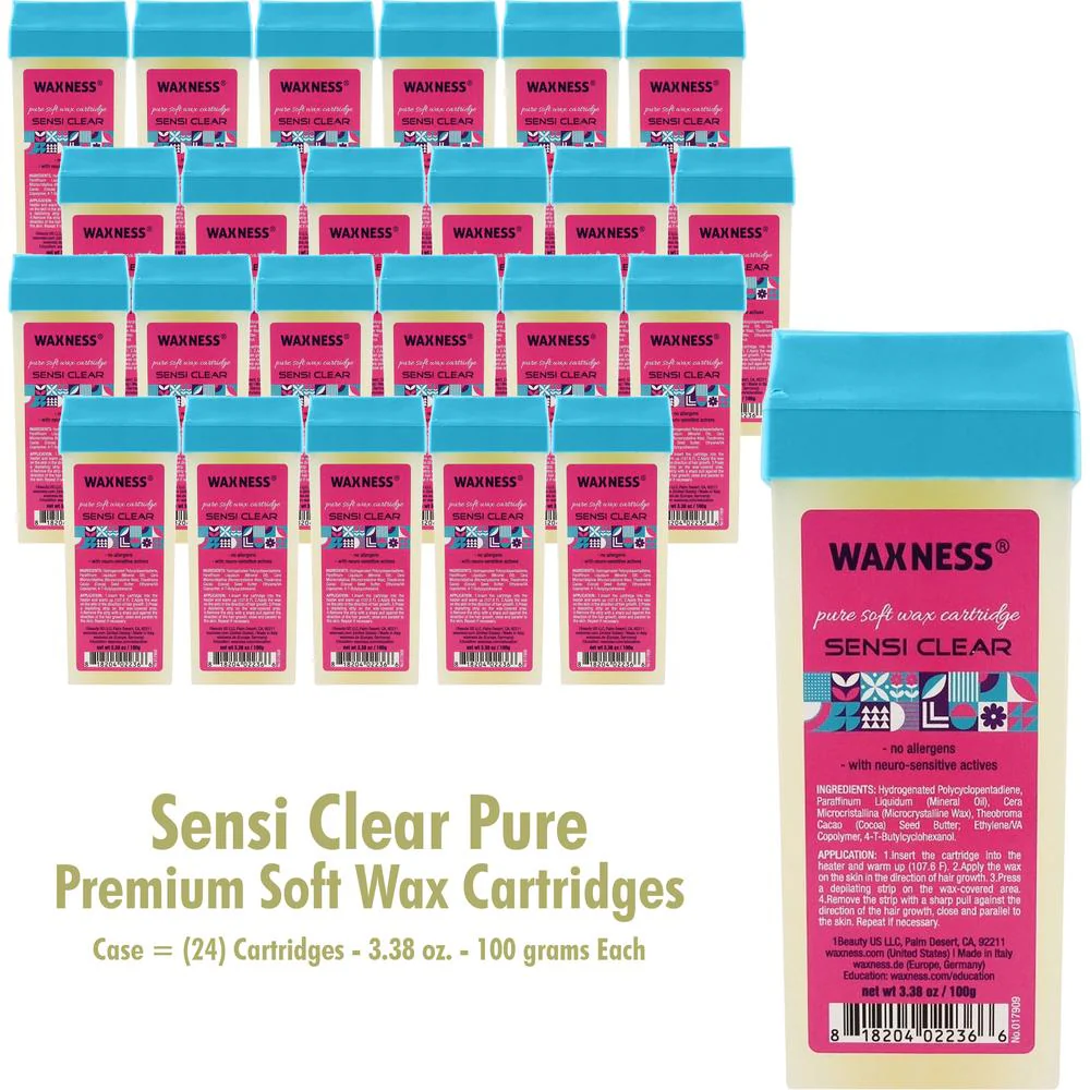 Sensi Clear Pure Soft Wax Cartridge / Case = (24) Cartridges - 3.38 oz. - 100 grams Each by Waxness