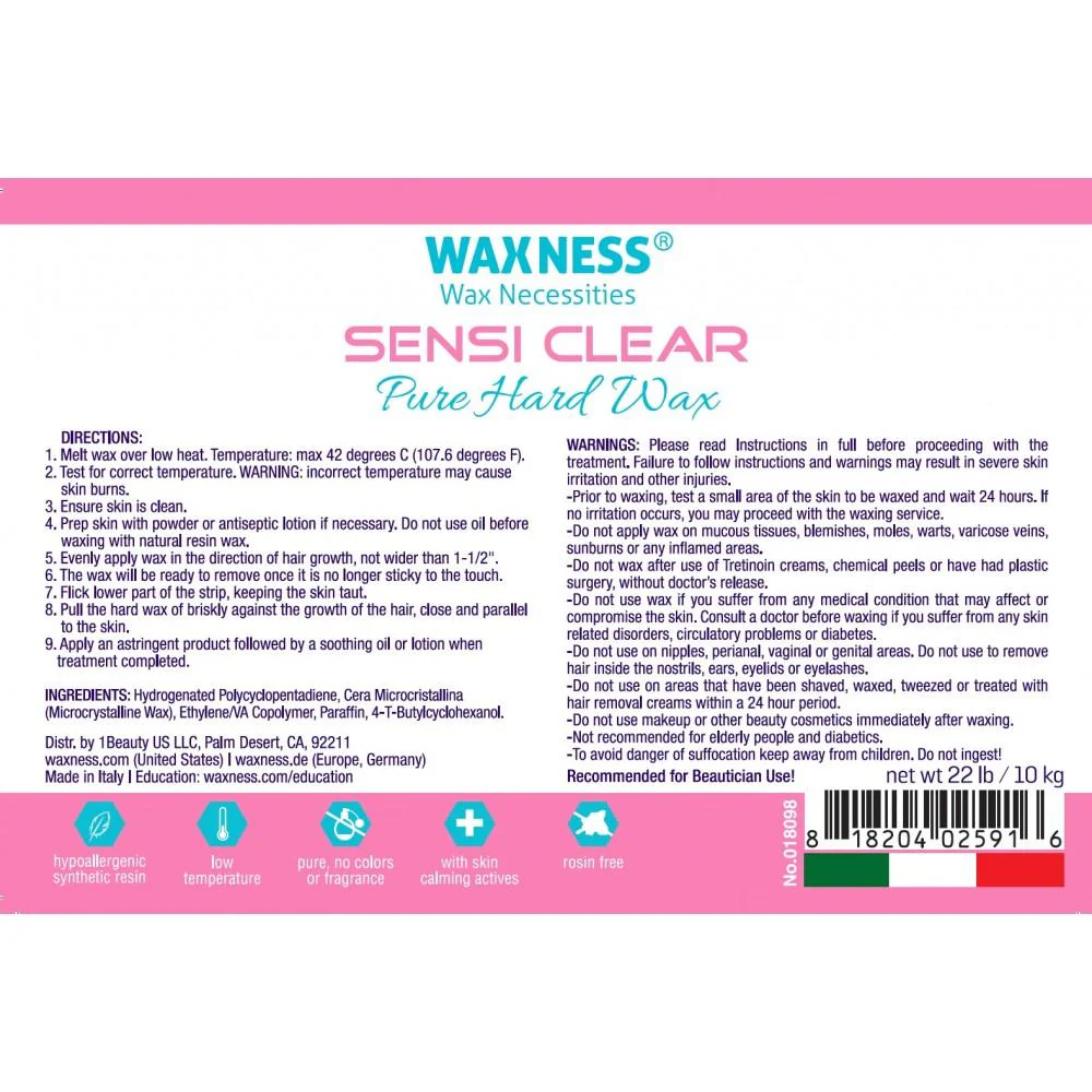 Sensi Clear Rosin Free Hard Wax - Made in Italy / Bulk Bag - 22Lbs. - 10 Kg. by Waxness - Image 2