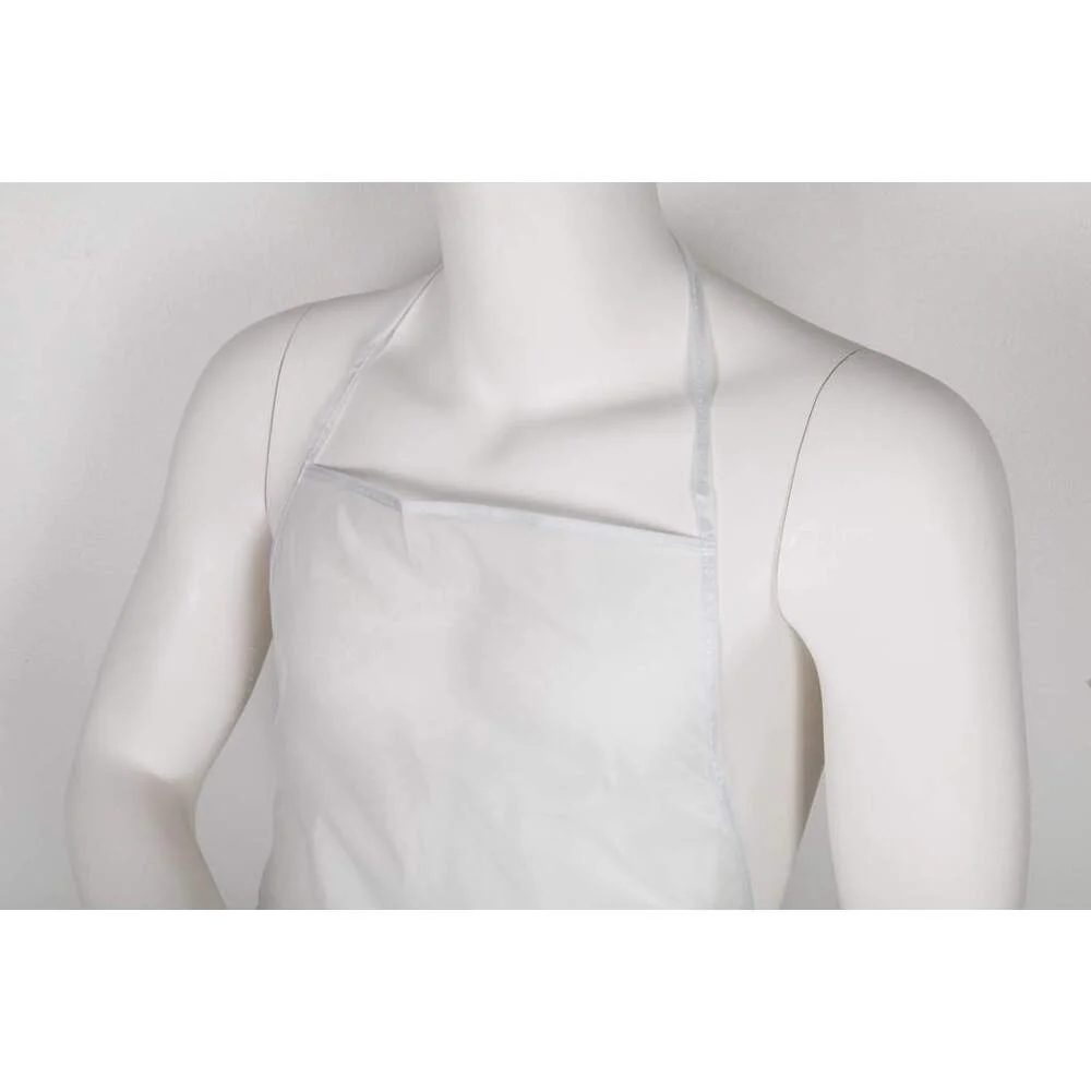 Short Vinyl Bib Apron - Reusable / Protective Barrier Against Water, Chemicals, & Germs / 36" x 27" / Case of 24 Aprons - Image 7