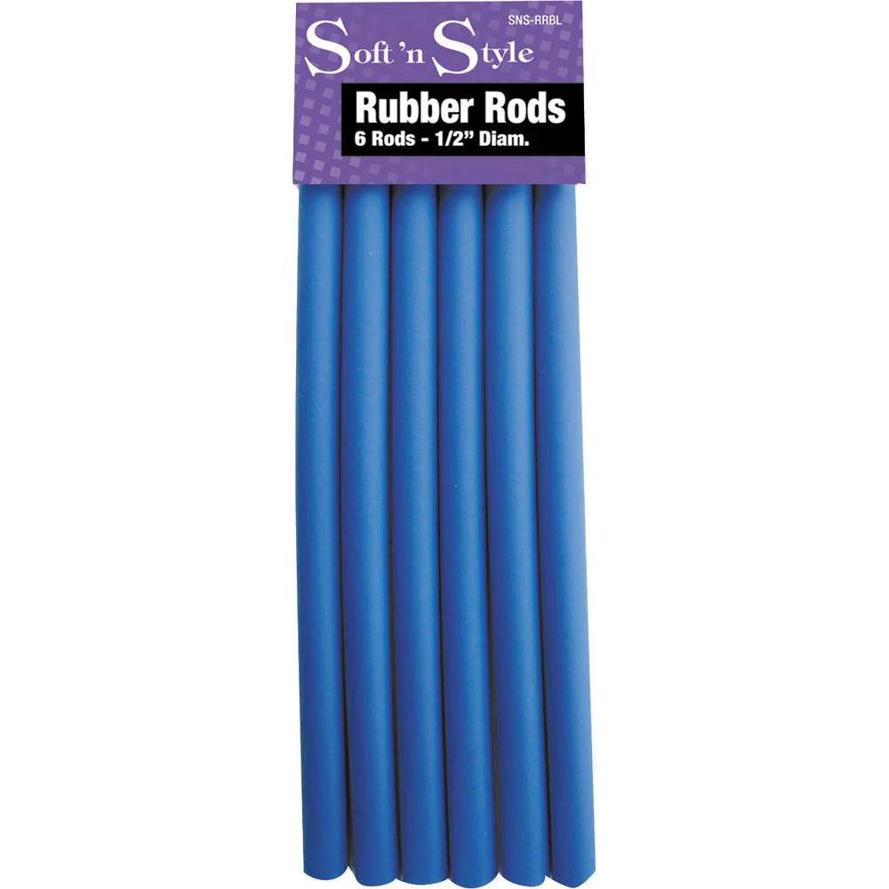 Soft 'N Style - Rubber Rods - Long Blue - 1/2" / Bag of 6 Rods