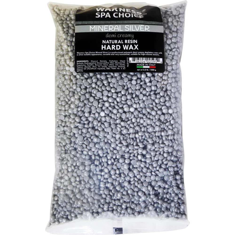 Spa Choice Mineral Silver Demi Creamyn Hard Wax - Made in Italy / 26.4 Lbs. Total = 2.2 lbs. - 35.27 oz. - 1 kg. Each X 12 Bags by Waxness - Image 2