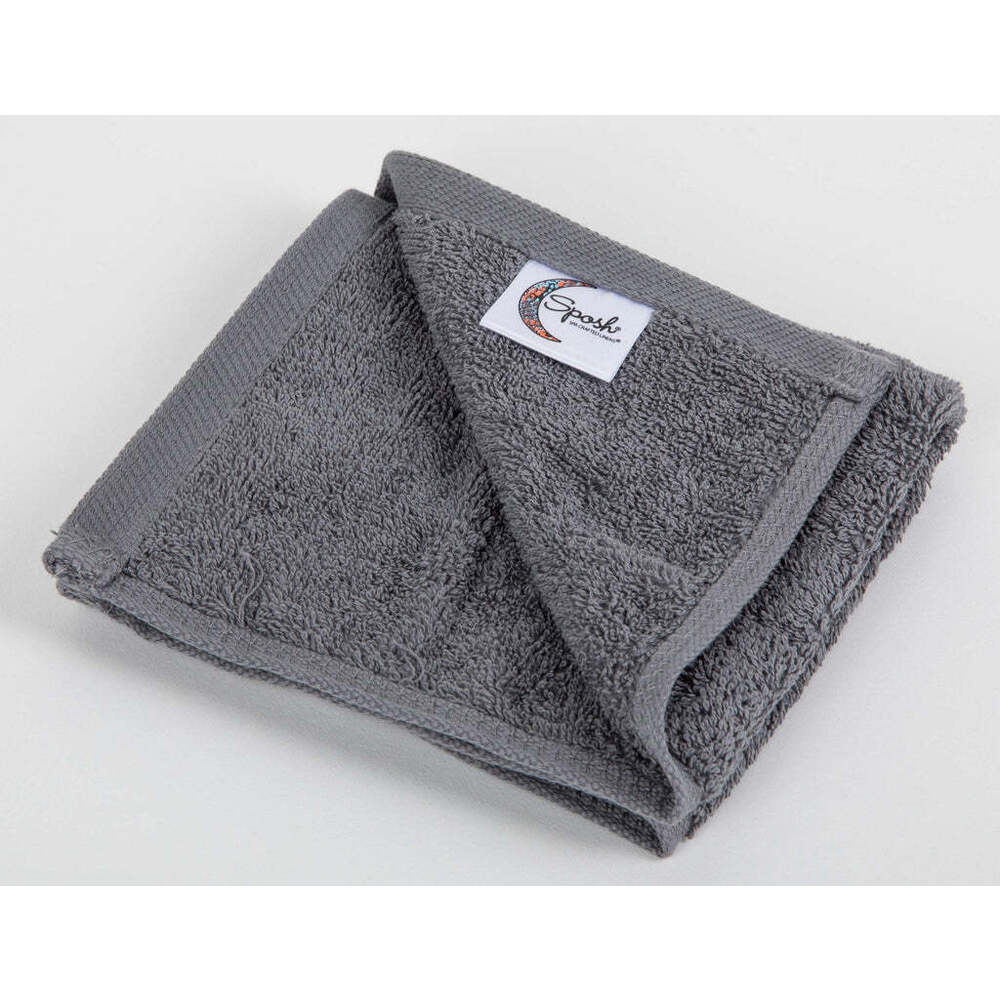 Sposh Luxury Terry Wash Cloth - 100% Combed Ring Spun Cotton 600 GSM - SLATE GREY / 11" x 11" - Image 2