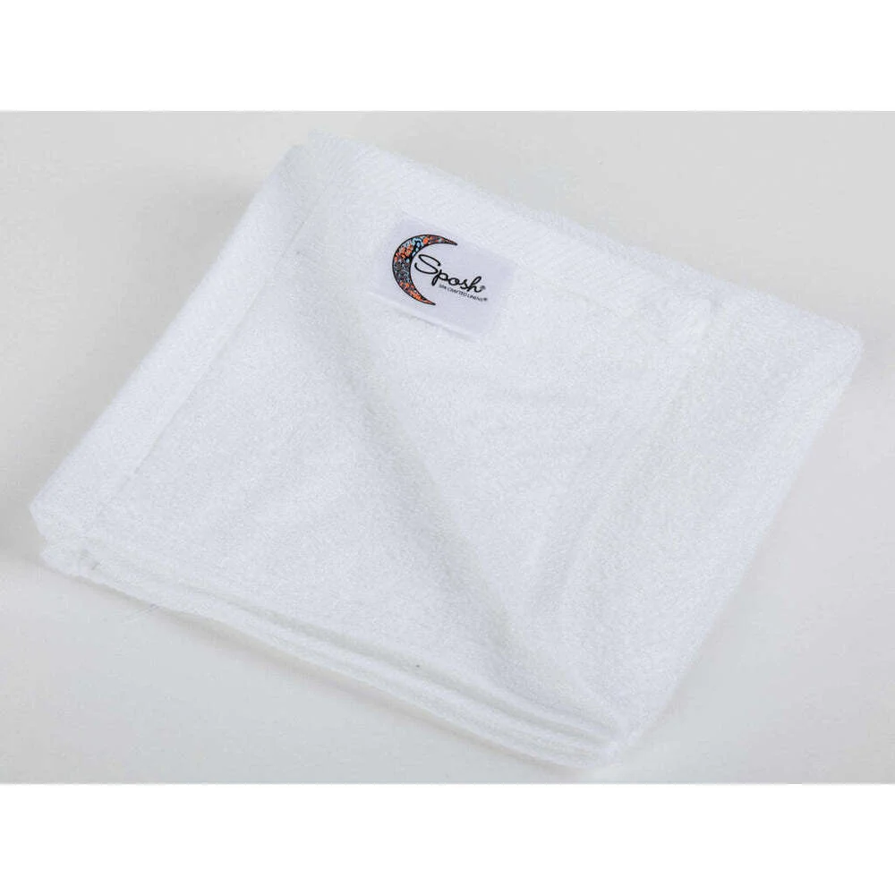 Sposh Luxury Terry Wash Cloth - 100% Combed Ring Spun Cotton 600 GSM - WHITE / 11" x 11" - Image 2