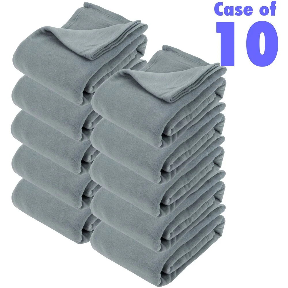 Sposh Plush Fleece Blanket - Blue Grey / 54"W x 80"L - Case of 10!