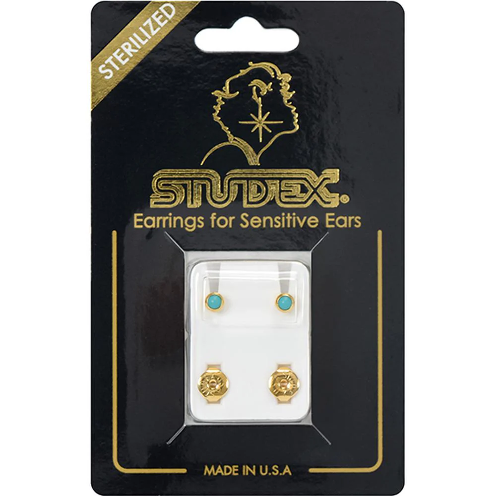 Studex Gold Plated Bezel Set Turquoise - Image 2