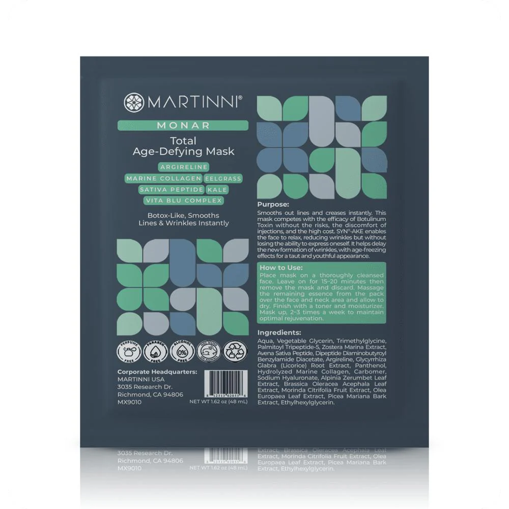 Total Age-Defying Mask / Pack of 15 - Each Pre-Moistened 100% Natural and Paraben Free Mask is Single Use by Martinni - Image 2