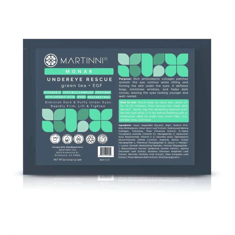 Undereye Rescue Eye Mask with Green Tea + EGF / Pack of 36 Pair - Each Pre-Moistened 100% Natural and Paraben Free Mask is Single Use by Martinni - Image 4
