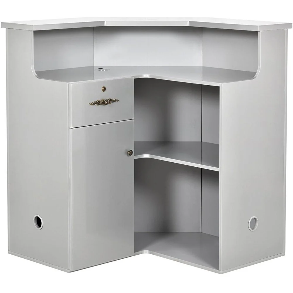 Valencia LED Reception Desk - Center / Available in White, Meteor Black, Silver and Rustic Teak by DIR Salon Furniture - Image 14
