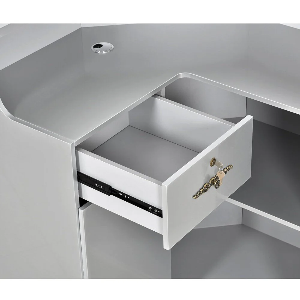 Valencia LED Reception Desk - Center / Available in White, Meteor Black, Silver and Rustic Teak by DIR Salon Furniture - Image 15