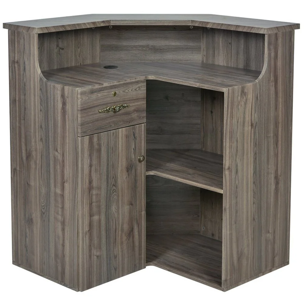 Valencia LED Reception Desk - Center / Available in White, Meteor Black, Silver and Rustic Teak by DIR Salon Furniture - Image 19