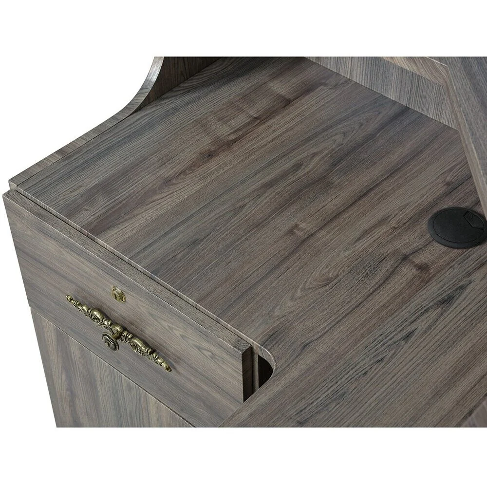 Valencia LED Reception Desk - Center / Available in White, Meteor Black, Silver and Rustic Teak by DIR Salon Furniture - Image 21