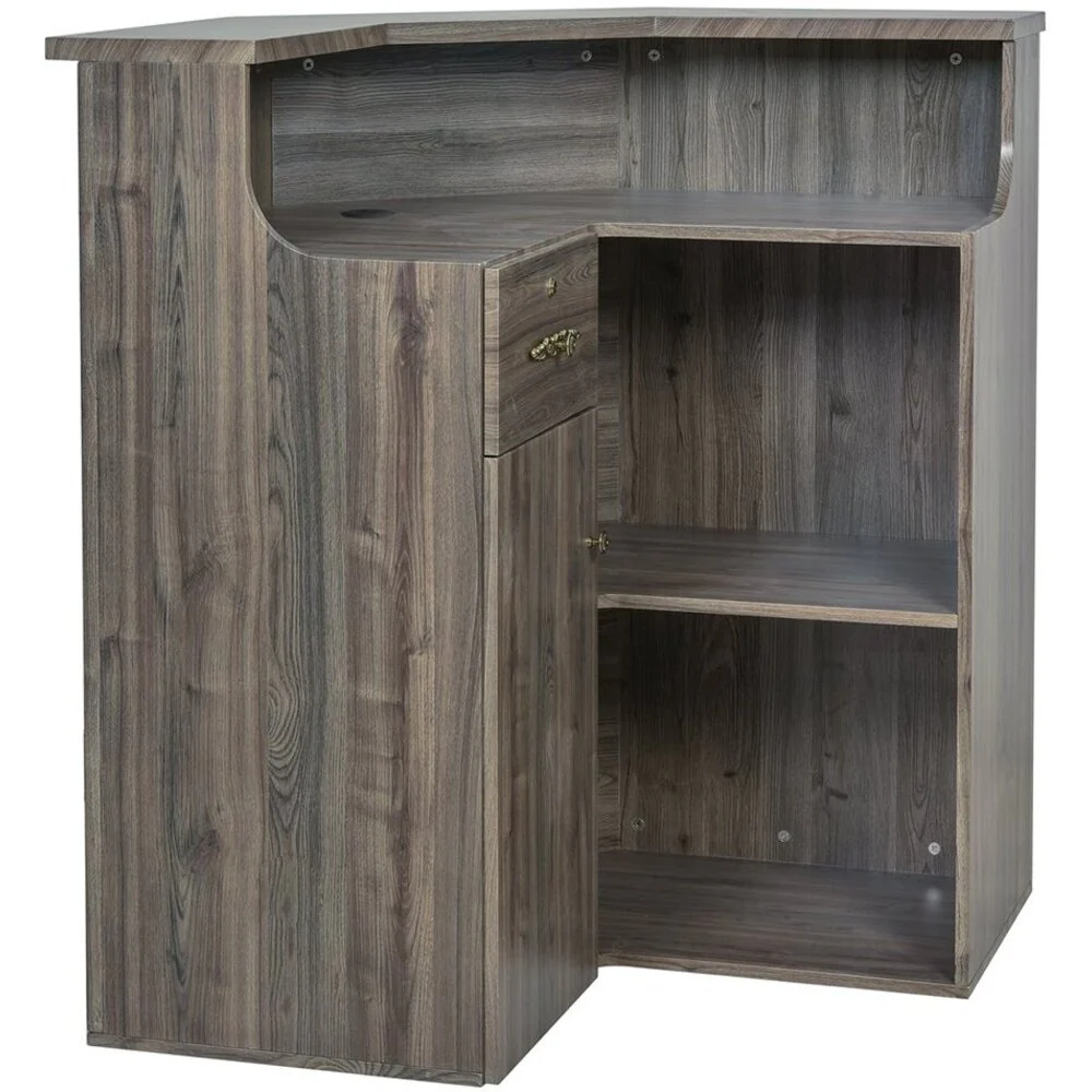 Valencia LED Reception Desk - Center / Available in White, Meteor Black, Silver and Rustic Teak by DIR Salon Furniture - Image 23