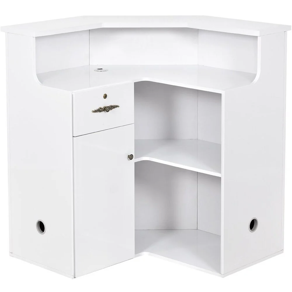 Valencia LED Reception Desk - Center / Available in White, Meteor Black, Silver and Rustic Teak by DIR Salon Furniture - Image 3