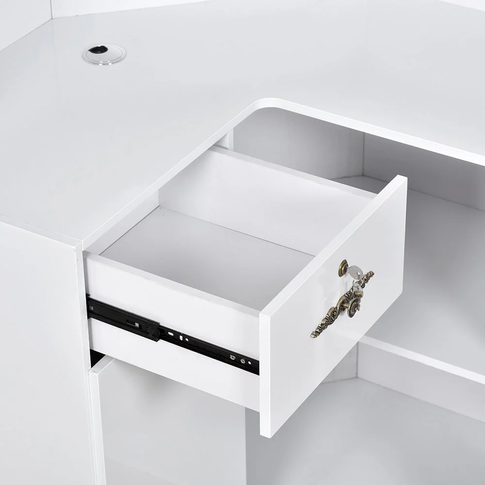 Valencia LED Reception Desk - Center / Available in White, Meteor Black, Silver and Rustic Teak by DIR Salon Furniture - Image 4