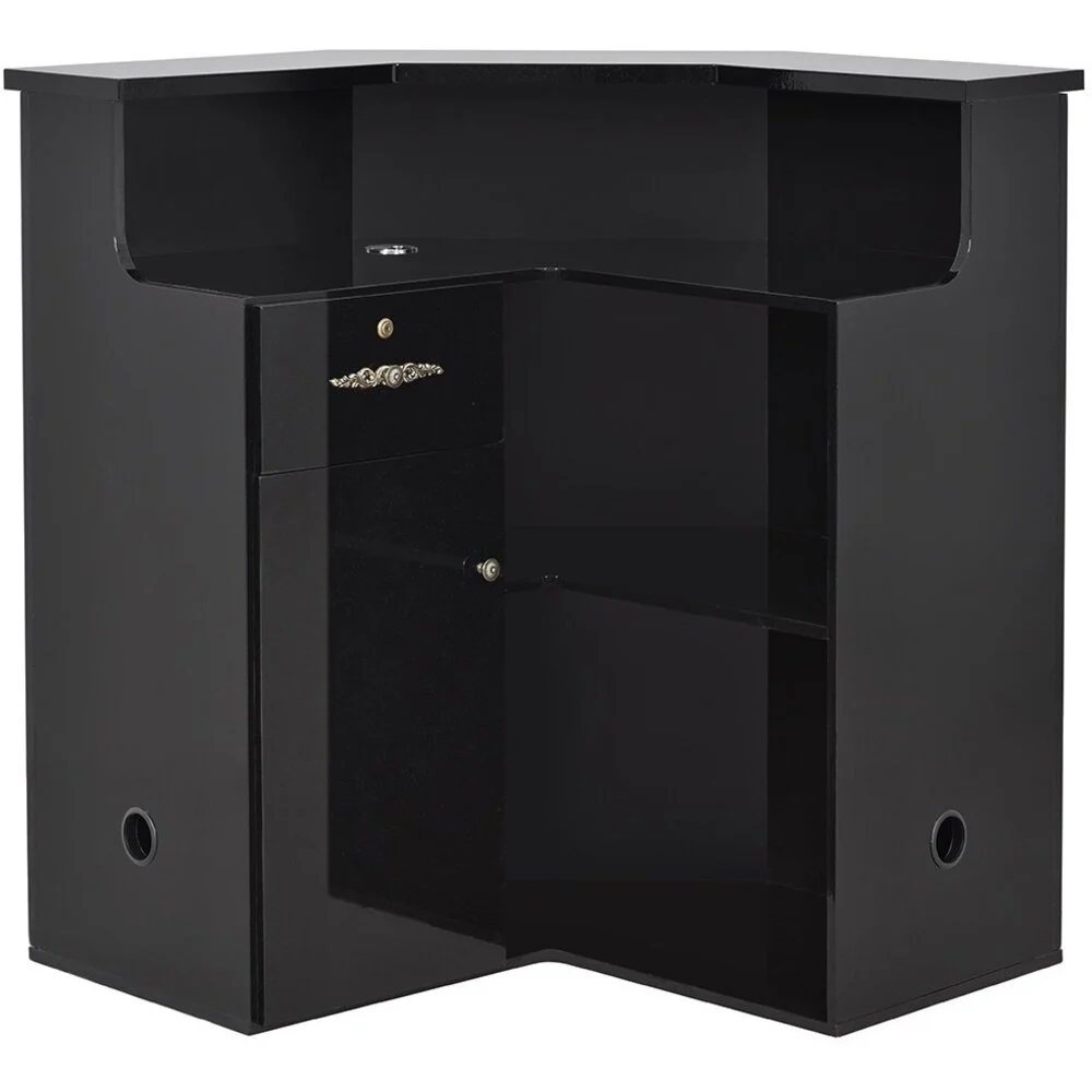 Valencia LED Reception Desk - Center / Available in White, Meteor Black, Silver and Rustic Teak by DIR Salon Furniture - Image 9