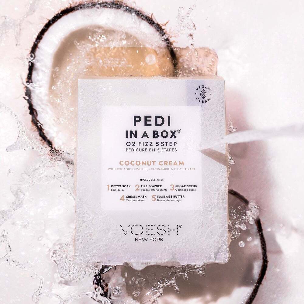 Voesh Pedi in a Box - 5-Step - O2 FIZZ- Coconut Cream / 1 Treatment Set - Image 2