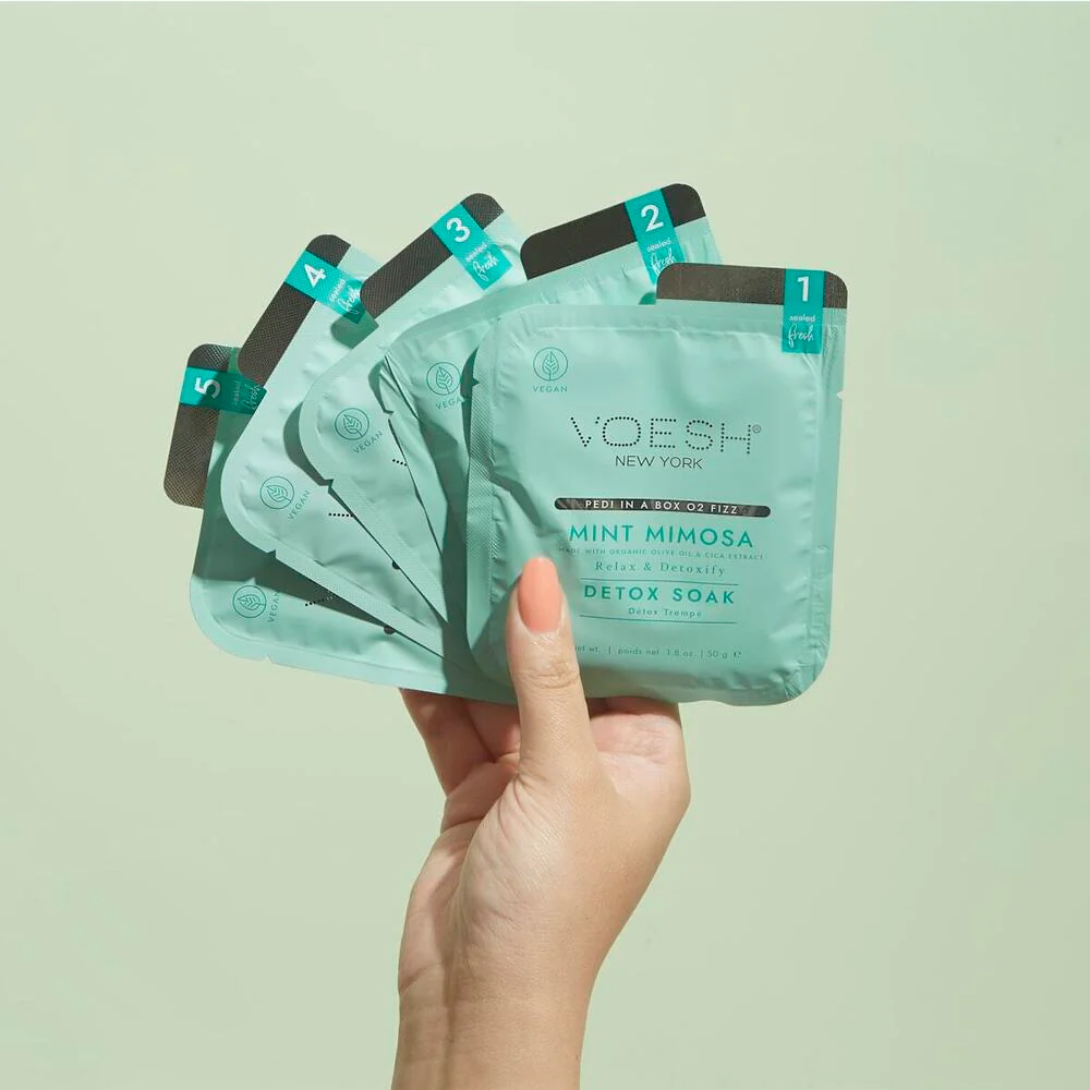Voesh O2 FIZZ Pedi in a Box - 5-Step - Mint Mimosa / Case of 50 Treatment Sets - Image 3