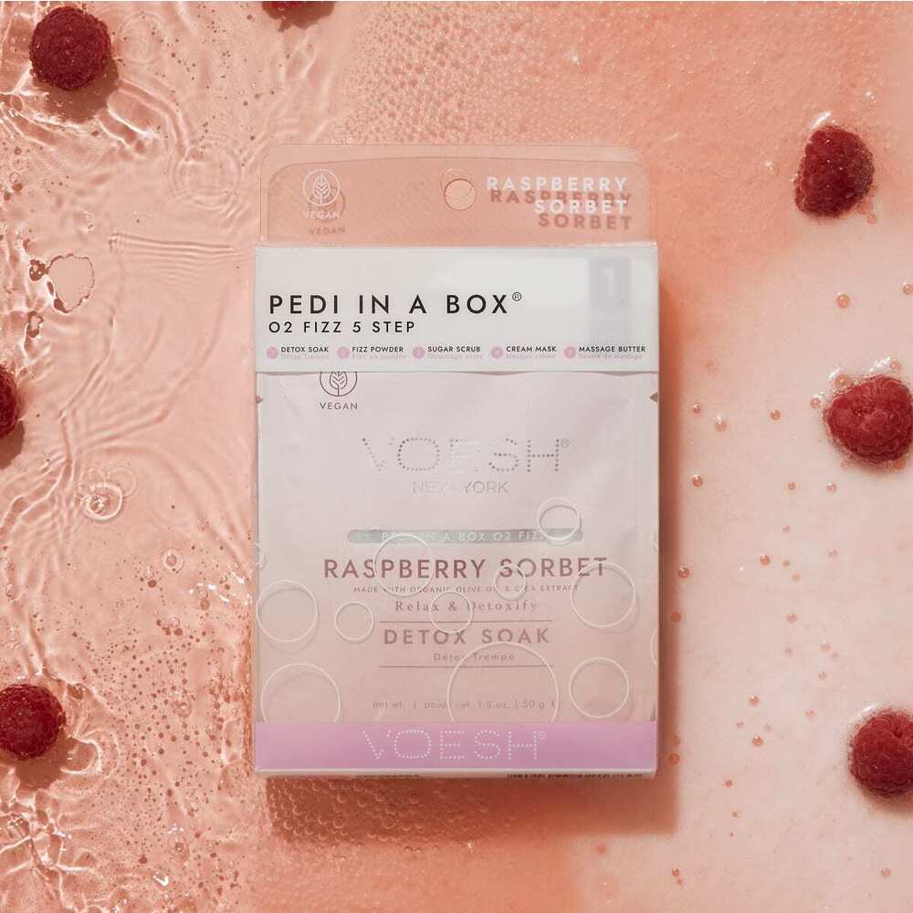Voesh O2 FIZZ Pedi in a Box - 5-Step - Raspberry Sorbet / 1 Treatment Set