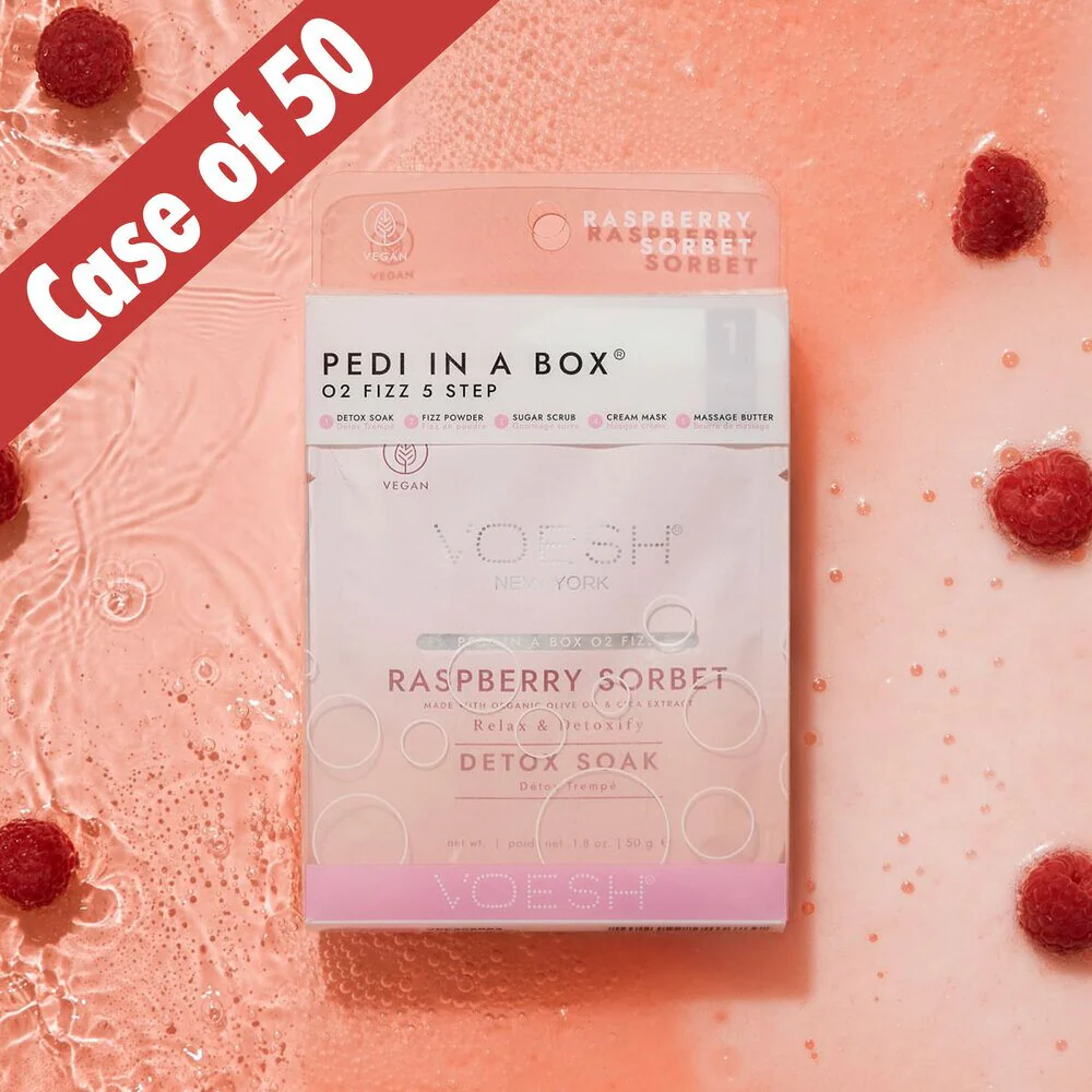 Voesh O2 FIZZ Pedi in a Box - 5-Step - Raspberry Sorbet / Case of 50 Treatment Sets