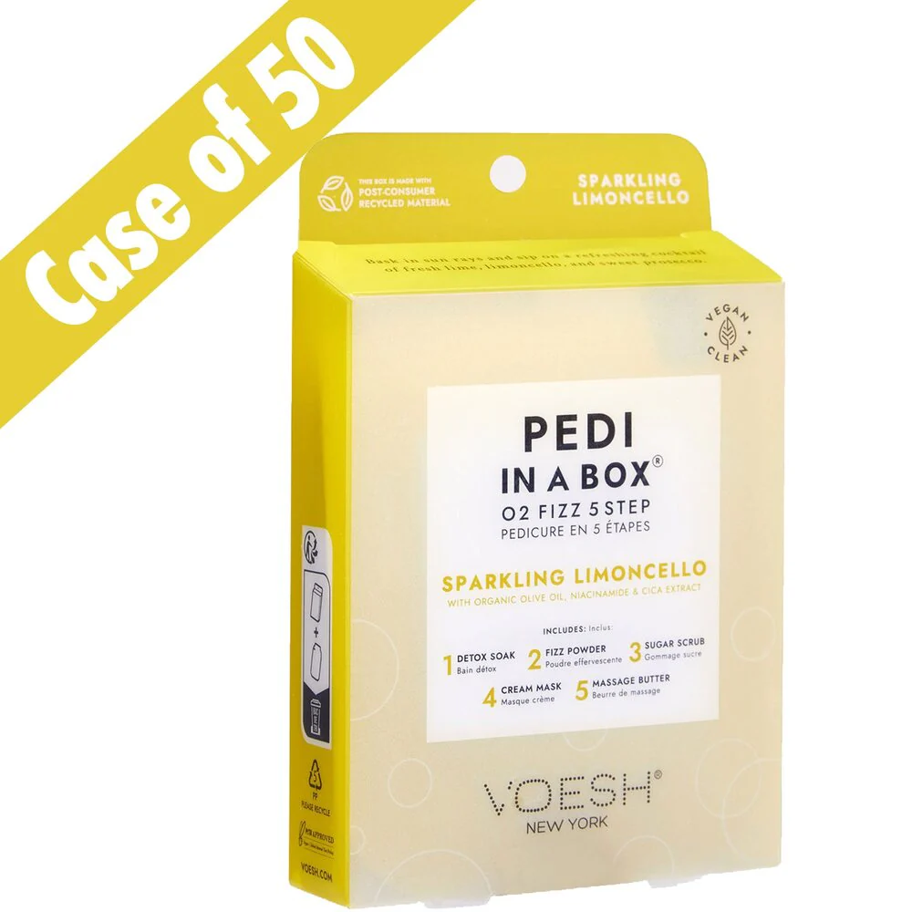 Voesh O2 FIZZ Pedi in a Box - 5-Step - Sparkling Limoncello / Case of 50 Treatment Sets