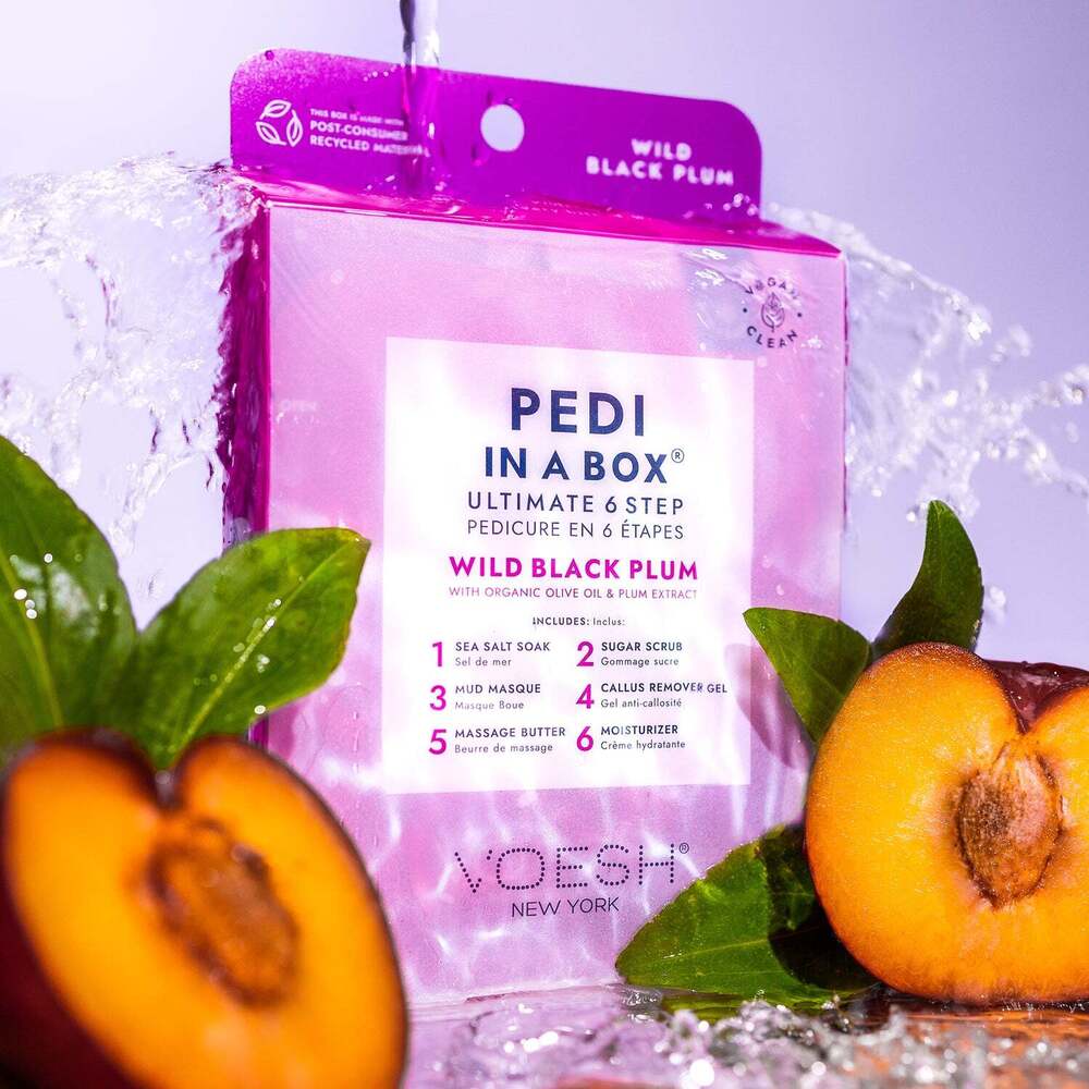 Voesh Ultimate Pedicure in a Box - 6-Step Hygienic Spa Pedicure Kit - Wild Black Plum / Case of 30 Treatment Sets - Image 2
