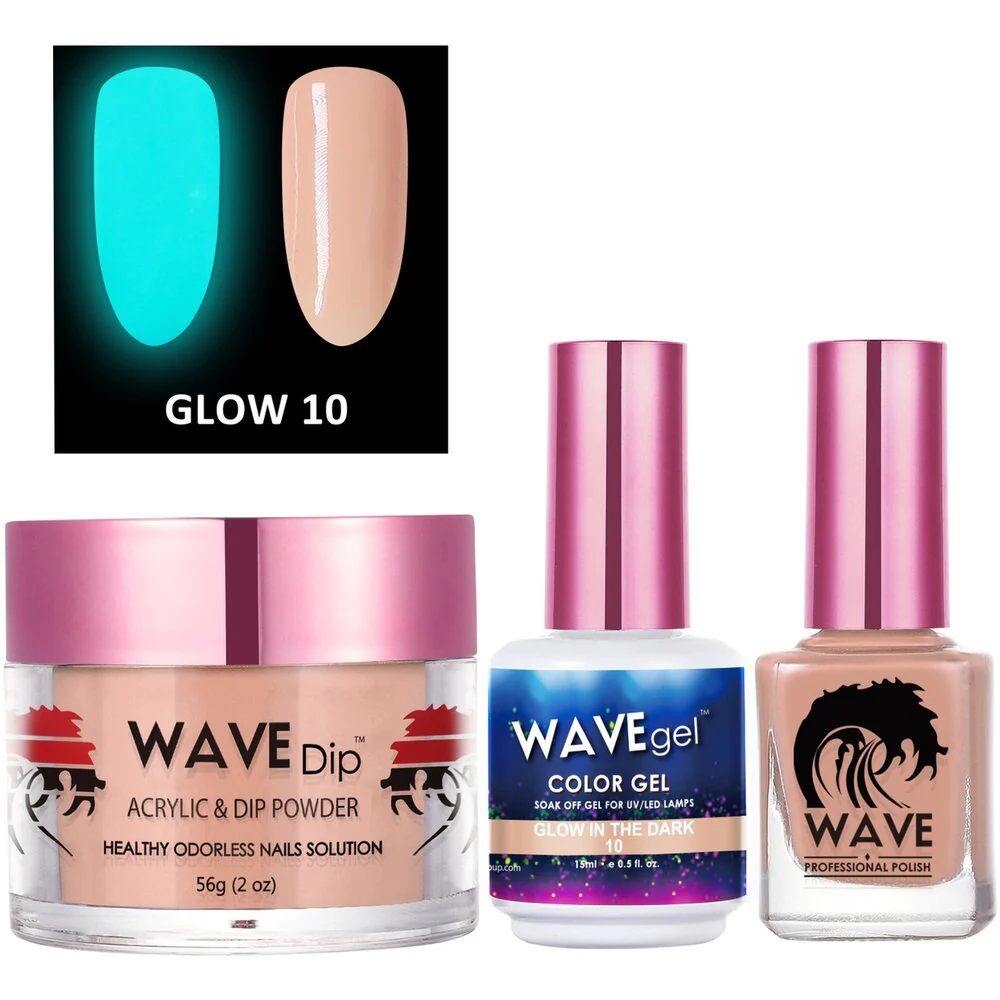 Wave Glow 3-In-1 Matching Combo Set / 1 Gel Polish 0.5 oz. + 1 Lacquer 0.5 oz. + 1 Dip Powder 2 oz. / #10
