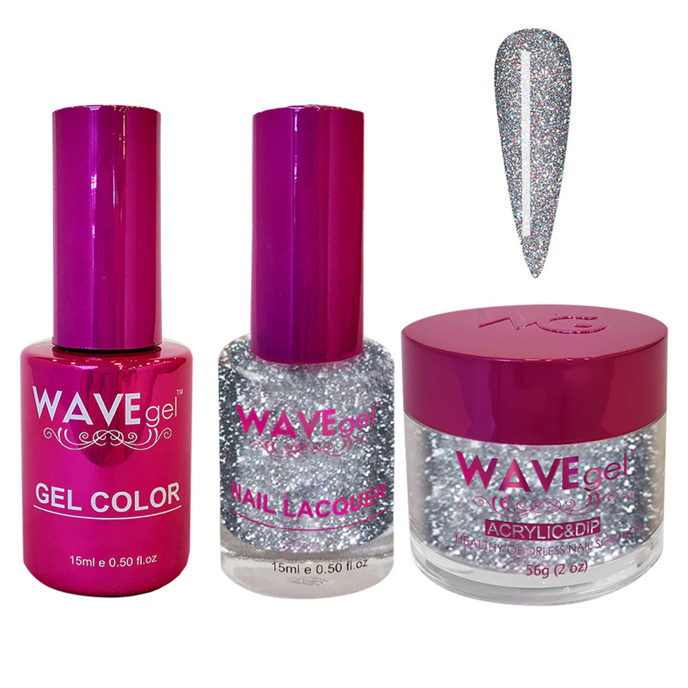 Wave Princess Collection 3-In-1 Matching Combo Set / 1 Gel Polish 0.5 oz. + 1 Lacquer 0.5 oz. + 1 Dip Powder 2 oz. / #117 Wake up Glitter