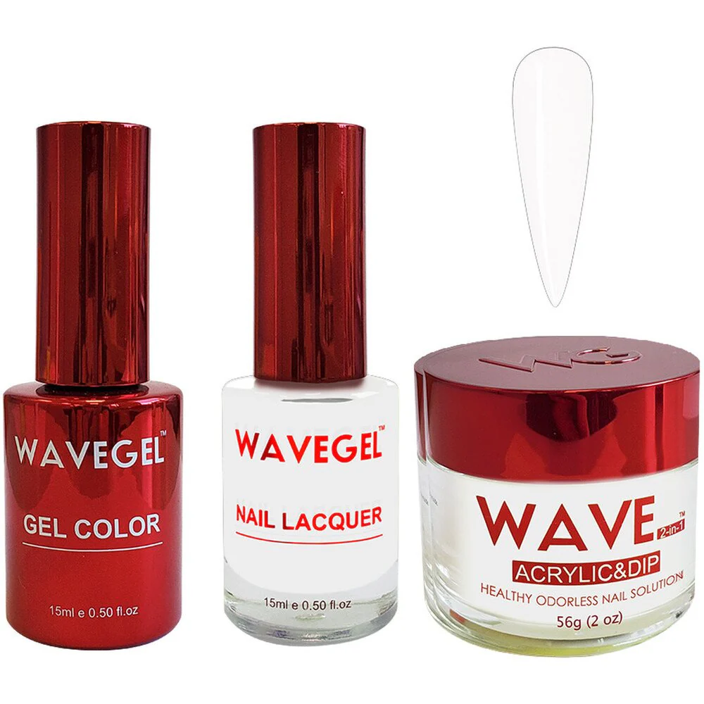 Wave Queen 3-In-1 Matching Combo Set / 1 Gel Polish 0.5 oz. + 1 Lacquer 0.5 oz. + 1 Dip Powder 2 oz. / #002 Royal White - Image 2