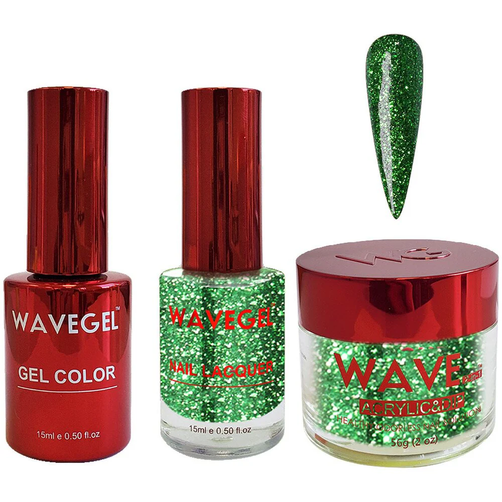 Wave Queen 3-In-1 Matching Combo Set / 1 Gel Polish 0.5 oz. + 1 Lacquer 0.5 oz. + 1 Dip Powder 2 oz. / #119 Greener and sparklier on