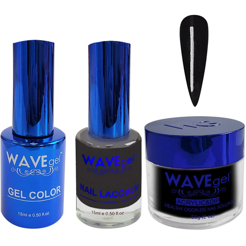 Wave Royal Collection 3-In-1 Matching Combo Set / 1 Gel Polish 0.5 oz. + 1 Lacquer 0.5 oz. + 1 Dip Powder 2 oz. / #WR002 Black Envy