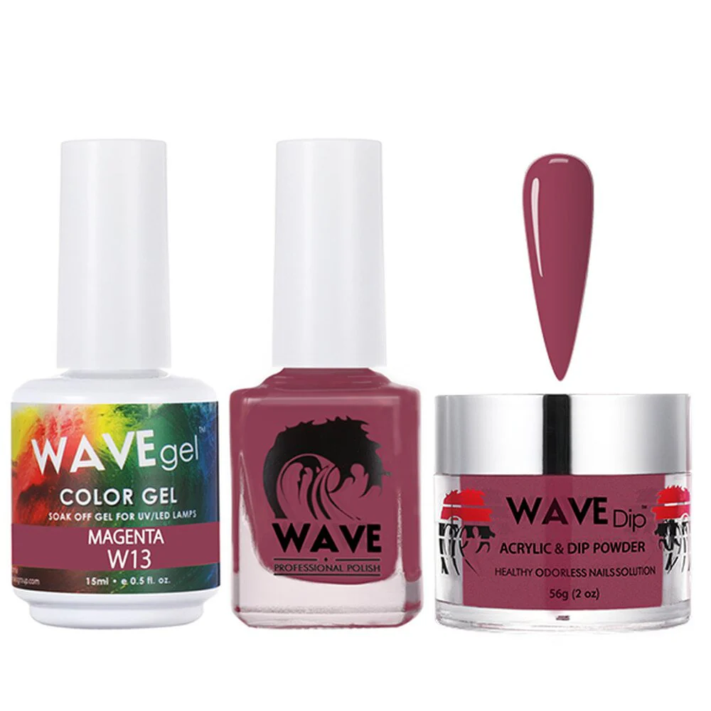 Wave Simplicity 3-In-1 Matching Combo Set / 1 Gel Polish 0.6 oz. + 1 Lacquer 0.5 oz. + 1 Dip Powder 2 oz. / #013 Magenta - 22700 - Image 2