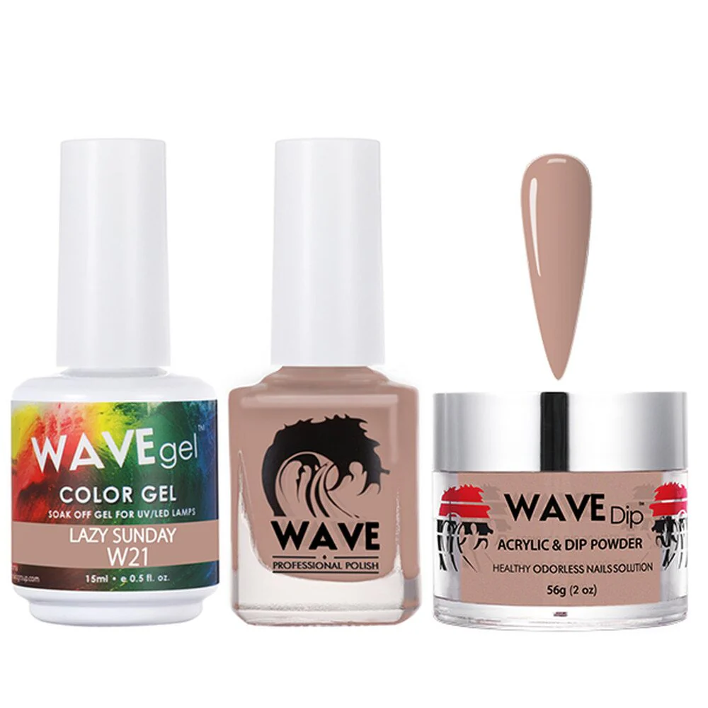 Wave Simplicity 3-In-1 Matching Combo Set / 1 Gel Polish 0.6 oz. + 1 Lacquer 0.5 oz. + 1 Dip Powder 2 oz. / #021 Lazy Sunday - 22700 - Image 2