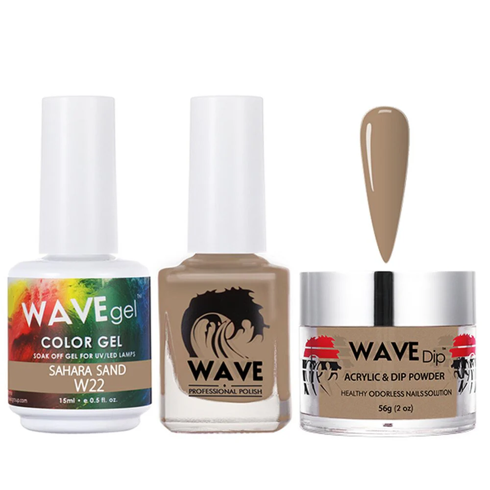 Wave Simplicity 3-In-1 Matching Combo Set / 1 Gel Polish 0.6 oz. + 1 Lacquer 0.5 oz. + 1 Dip Powder 2 oz. / #022 Sahara Sand - 22700 - Image 2