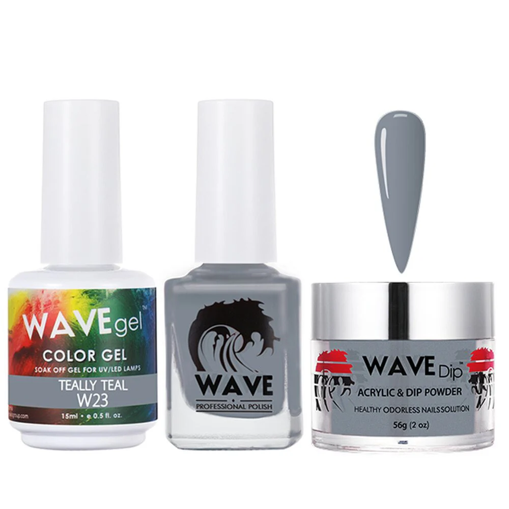 Wave Simplicity 3-In-1 Matching Combo Set / 1 Gel Polish 0.6 oz. + 1 Lacquer 0.5 oz. + 1 Dip Powder 2 oz. / #023 Teally Teal - 22700 - Image 2